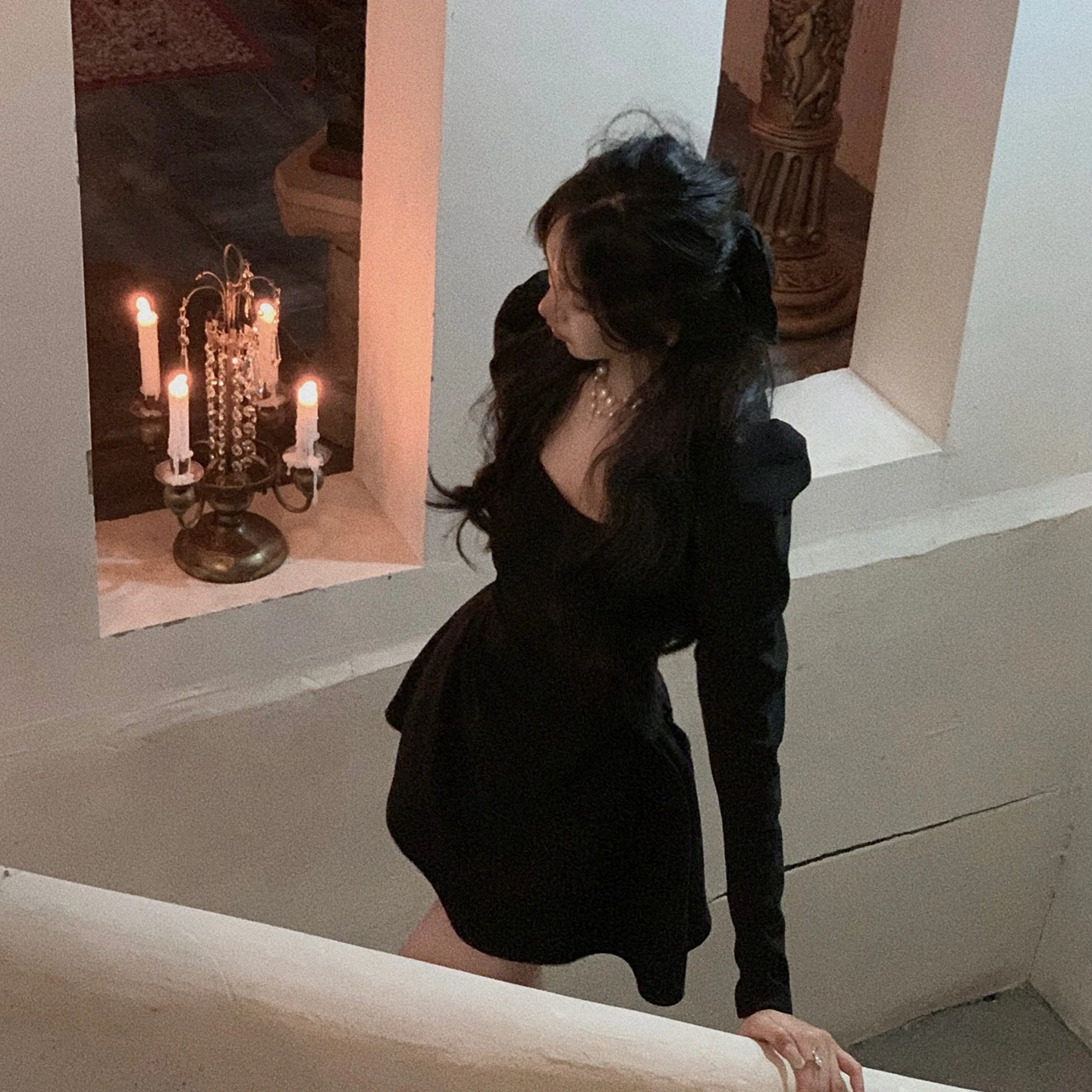 

Ретро-юбка А-силуэта в стиле Хепберн, черная, с высокой талией, квадратным воротником, облегающая, французский стиль, из полиэфирного волокна, с низкой эластичностью