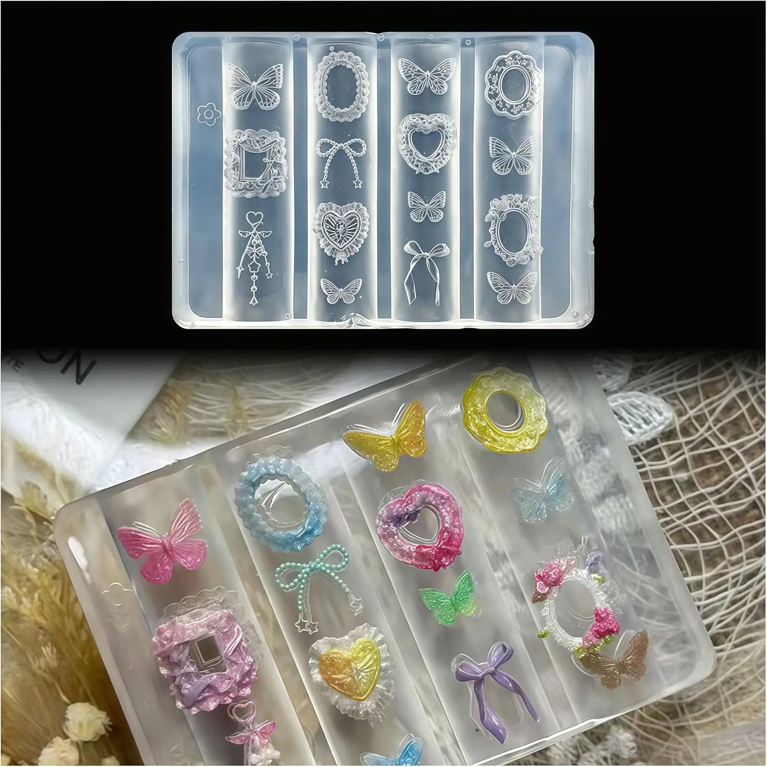 3D Lace Gel Nail Art Mold Arts Resin Butterfly Molds for Accessories Supplies Laces Photo Frame Silicone Tools Nails Style