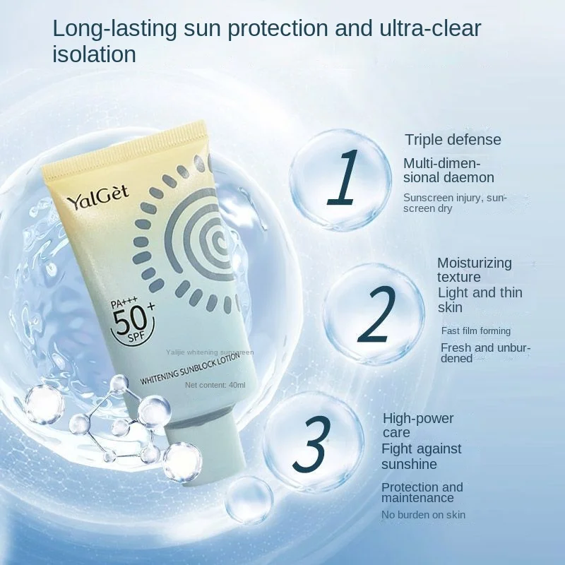 YaliJie-Corpo Facial Protetor Solar Primer Clareador, SPF50 + PA +++, Corretivo, Iluminar o Tom da Pele, Hidratar e Controlar Óleo Cosméticos