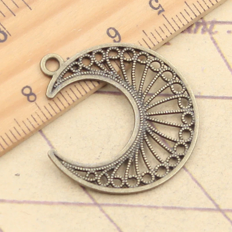 10pcs Charms Hollow Moon 34x30mm Tibetan Silver Color Pendants Antique Jewelry Making DIY Handmade Craft