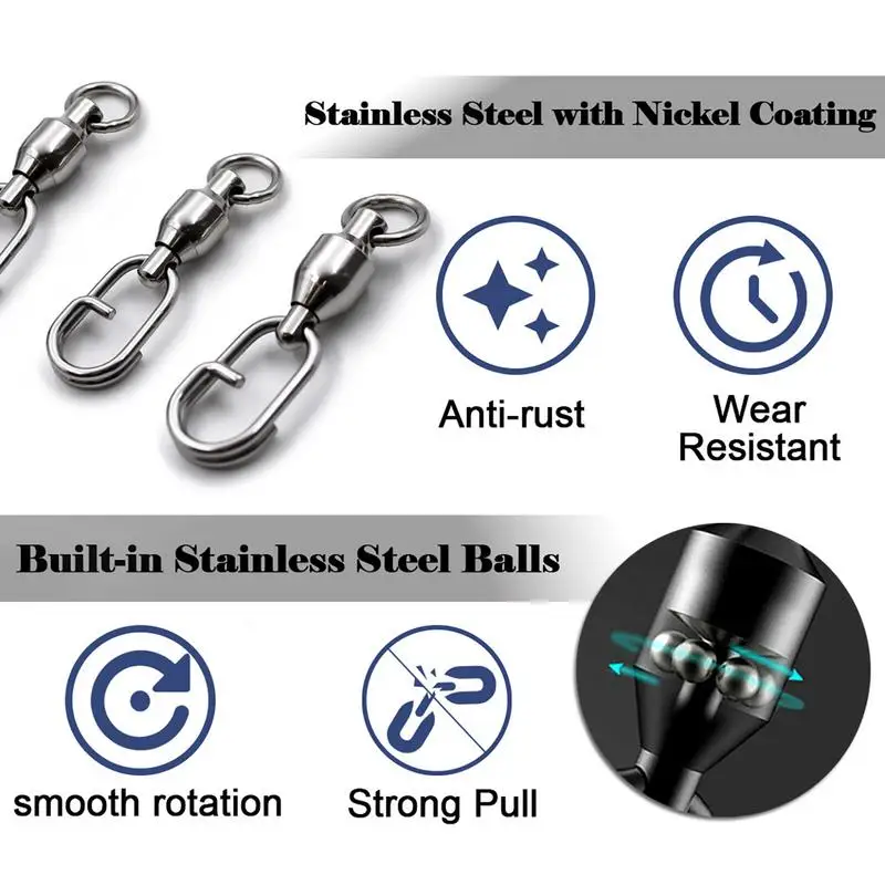 Krętliki wędkarskie zatrzaskowe obrotowe łożysko kulkowe ze stali nierdzewnej z zaczepem połączenie obrotowe przynęty karpiowej