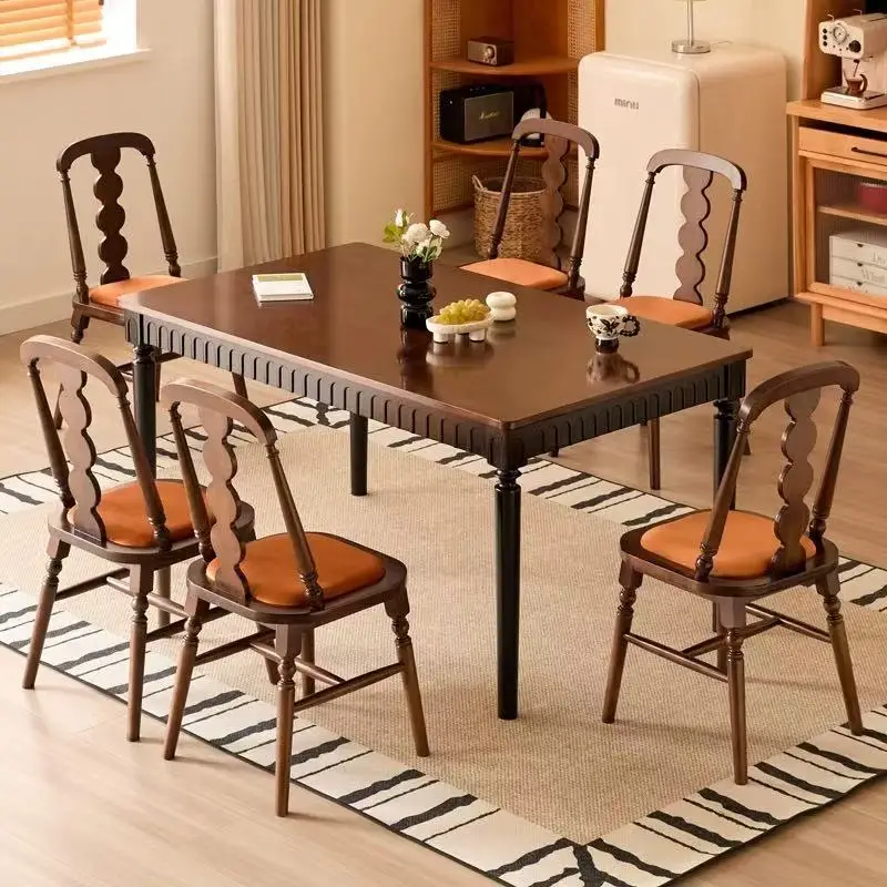 Solid wood retro dining table table and chair combination small apartment antique rectangular table dining