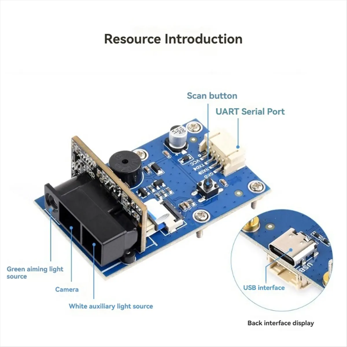 Punctual- Barcode Scanner Module 2D Scanner Module Barcode/QR Code Reader for DPM DotCode DM Code Reading