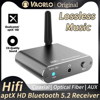VAORLO aptX-HD Bluetooth 5.2 Music Receiver HIFI Wireless Audio Adapter with 3.5mm Aux Toslink/Coaxial Output For Amplifer Car