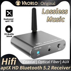 VAORLO aptX-HD Bluetooth 5.2 음악 수신기 Amplifer Car 용 3.5mm Aux Toslink/동축 출력이있는 HIFI 무선 오디오 어댑터