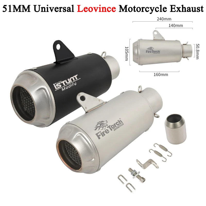 

Slip On 51MM Universal Leovince Motorcycle Exhaust Modified Scooter Moto Muffler Fit Most With Sticker For DUKE390 R1 R3 Z900