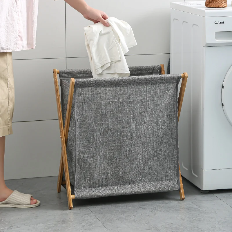 Wood Basket For Dirty Clothes Storage Hamper Large Capacity Cotton Linen Laundry Baskets Japanese Clothes Organizer Hamper New