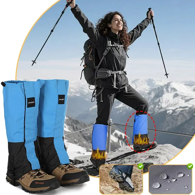 

1 Pair Waterproof Leg Gaiters - Elastic Strap Long Tube Leg Covers, Hiking Skiing Climbing Snow Sand Protection