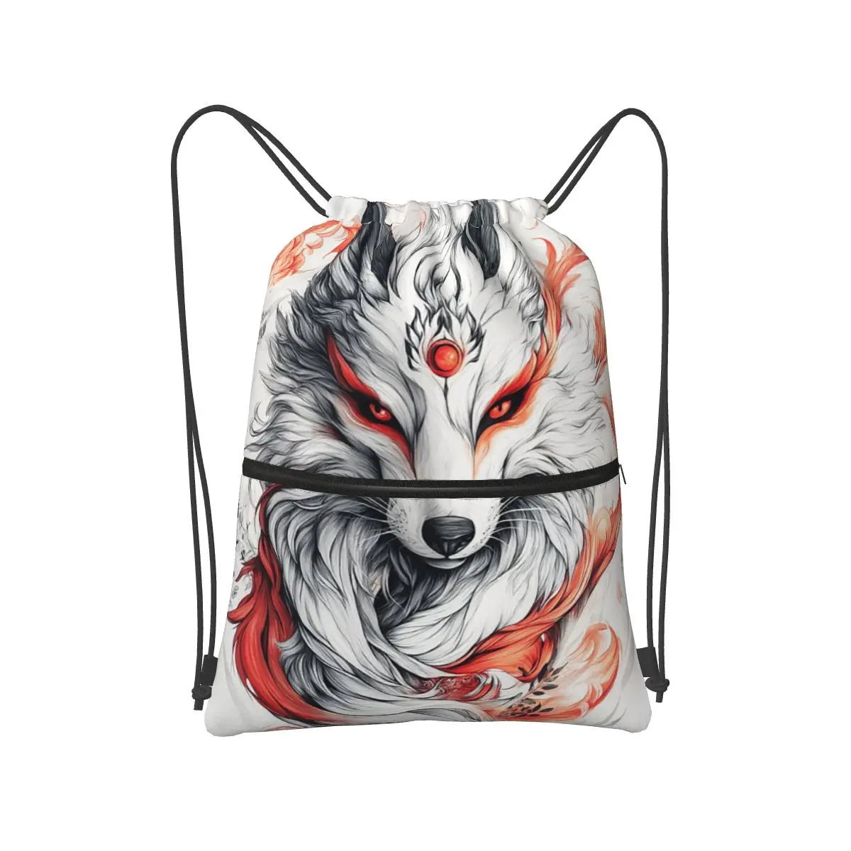 

Japanese Okami Wolf Backpacks Multi-function Drawstring Bags Storage Bag Book Bags for Travel School