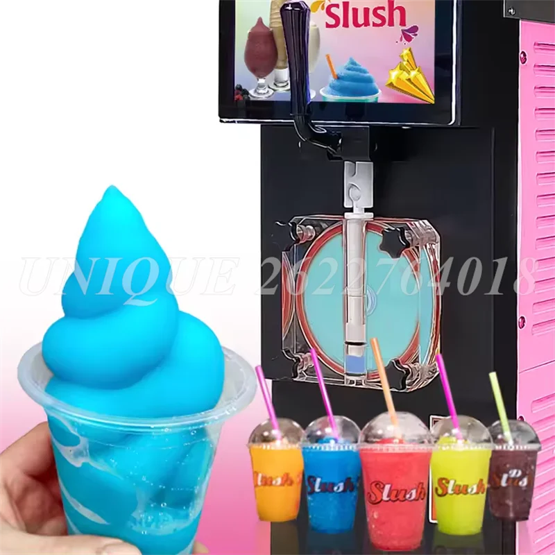 220v Single Tank Commercial Snow Melting Machine Motorized Automatic Slush Level Ice Cream Smoothie with Advertising Screenhine