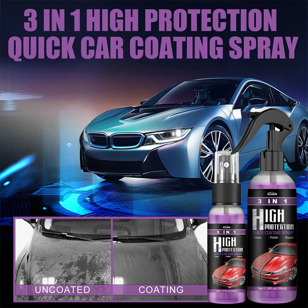 

3 In 1 Automotive Ceramic Coating Spray 30ml/100ml Car Paint Polish Agent Wax Automotive Paint Scratch Repair Remover Protection