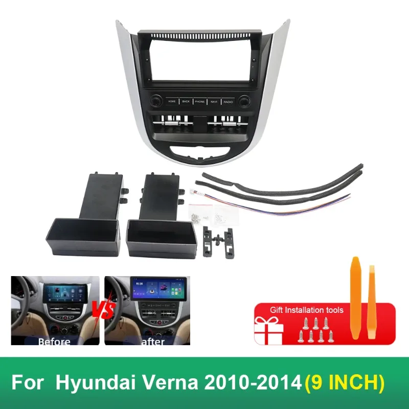 

9 Inch Car Radio Fascia Frame For Hyundai Verna 2010-2014 Android Stereo Dashboard Panel Installation Trim Kit