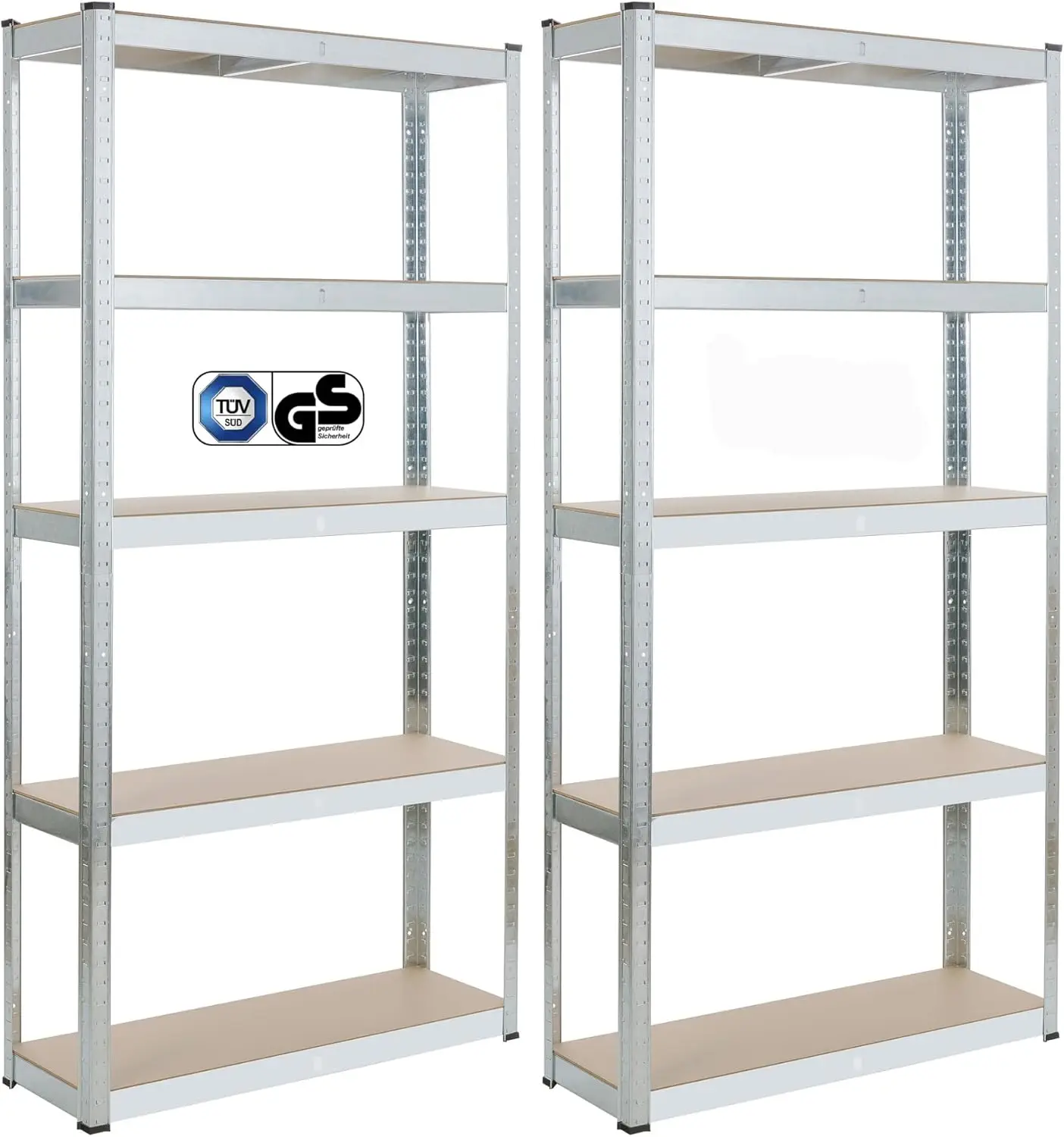 Schwerlastregal 2er-Set 180x90x30cm |   875kg Tragkraft 5 MDF-Platten Einfache Montage durch Stecksystem Regal Lagerr