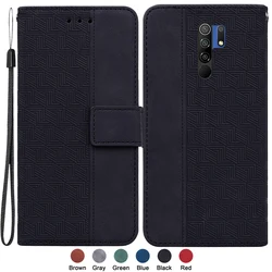 For Xiaomi Redmi 9 Prime Case Xiaomi Poco M2 Xiaomi Redmi9 6.53''Case Plain Magnetic Geometric Textile Pattern Wallet Book Cover