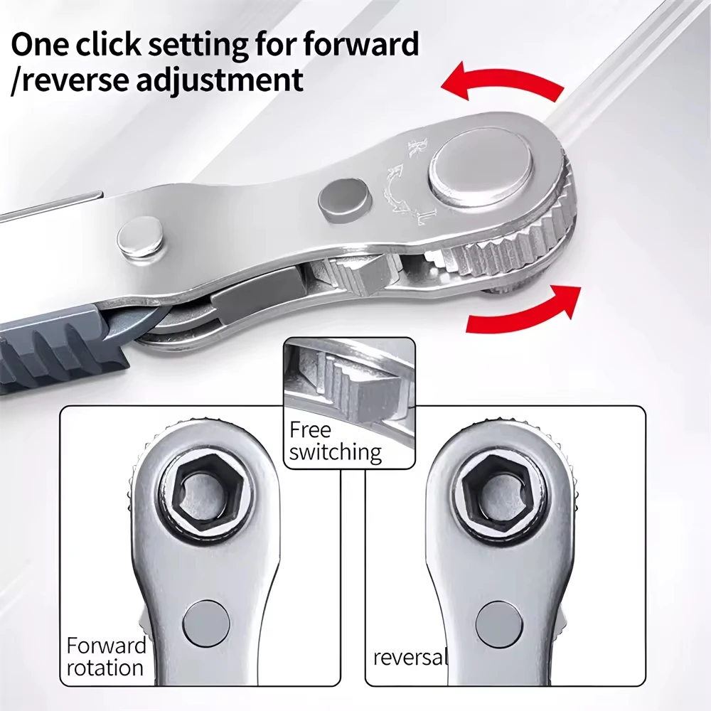 New Multifunctional Bidirectional Forward And Reverse Ratchet Screwdriver Elbow Flat Head Wrench Cross Screwdriver Slotted Tool
