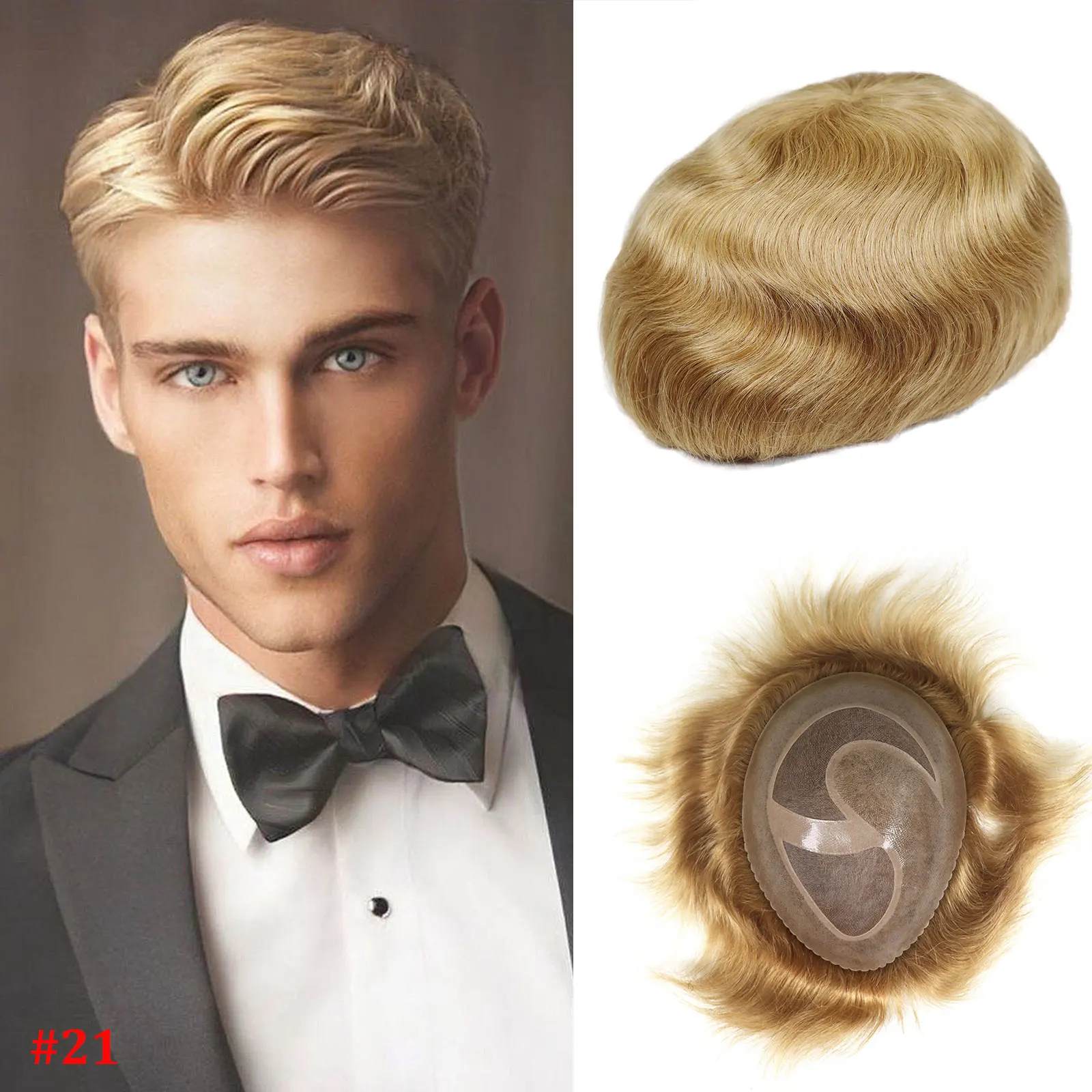 Ash Blonde Men's Toupee Hair System
