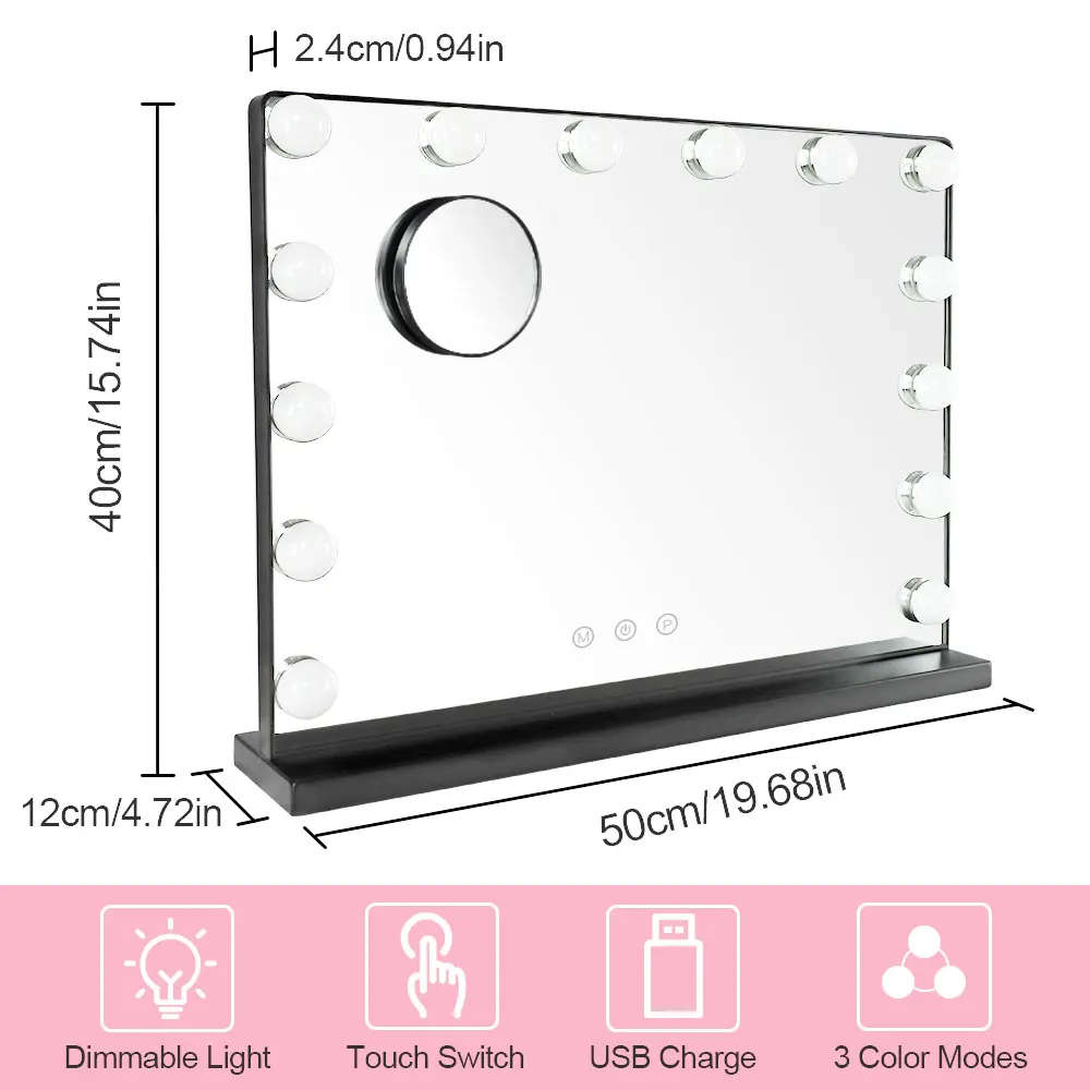 Imagem -06 - Depuley-espelho Vaidoso com Ampliação Removível para Mesa Maquiagem Iluminada Modos Reguláveis Cores Beleza