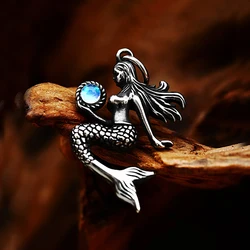 New Design Fashion Vintage Mermaid Pendant Punk 316L Stainless Steel Animal Necklace for Women Men Amulet Jewelry Dropshipping