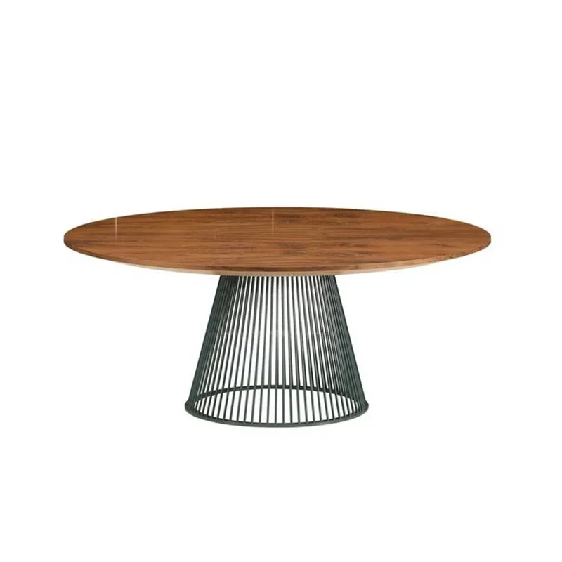 

Nordic country wrought iron solid wood large round table cafe hotel retro round table restaurant