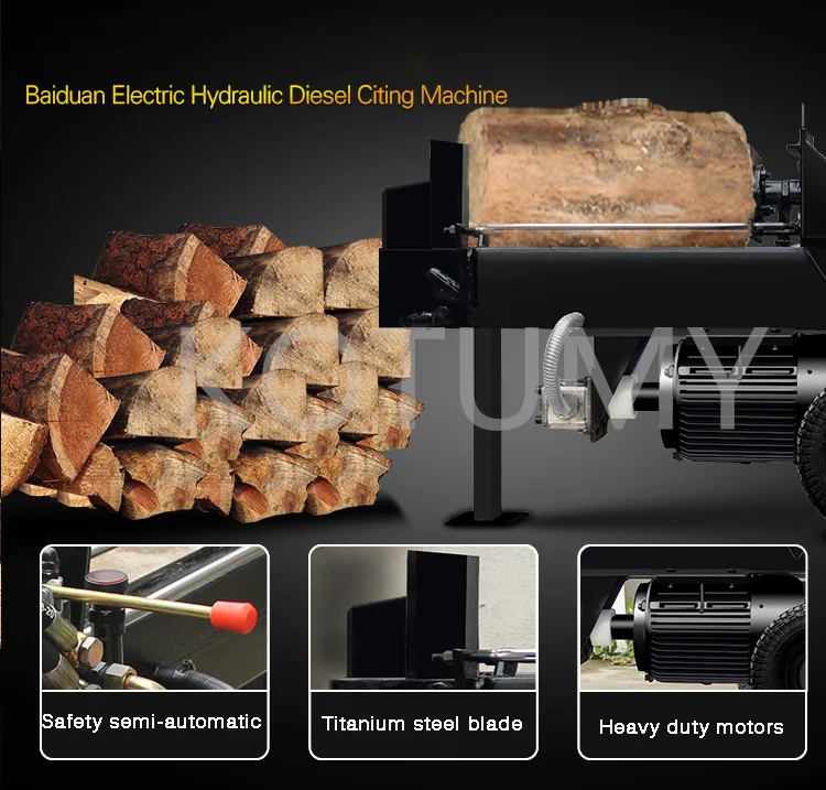 Large-scale wood splitter hydraulic electric mountain ax felling wood chopping wood machine 20 tons wood splitting artifact