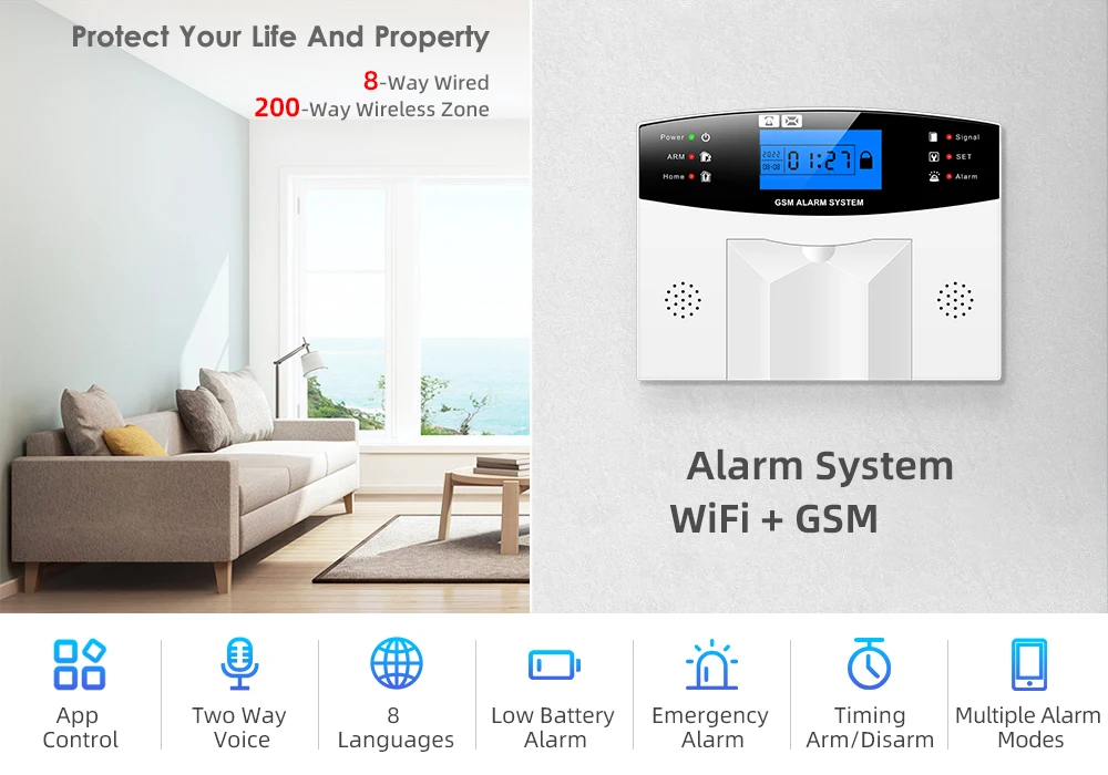 Wofea Tuya Smart life WIFI GSM Alarm System Home Security Burglar Alarm Voice Remind LCD Keyboard Supprot Alexa & Google Home