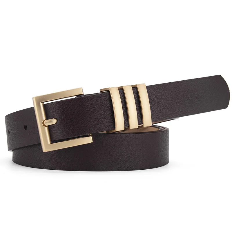 2023 New Fashion Gold Siliver Square Pin Buckle Belts for Women Black Brown Female Waistband Ladies Dress Jeans Adjustable Belst