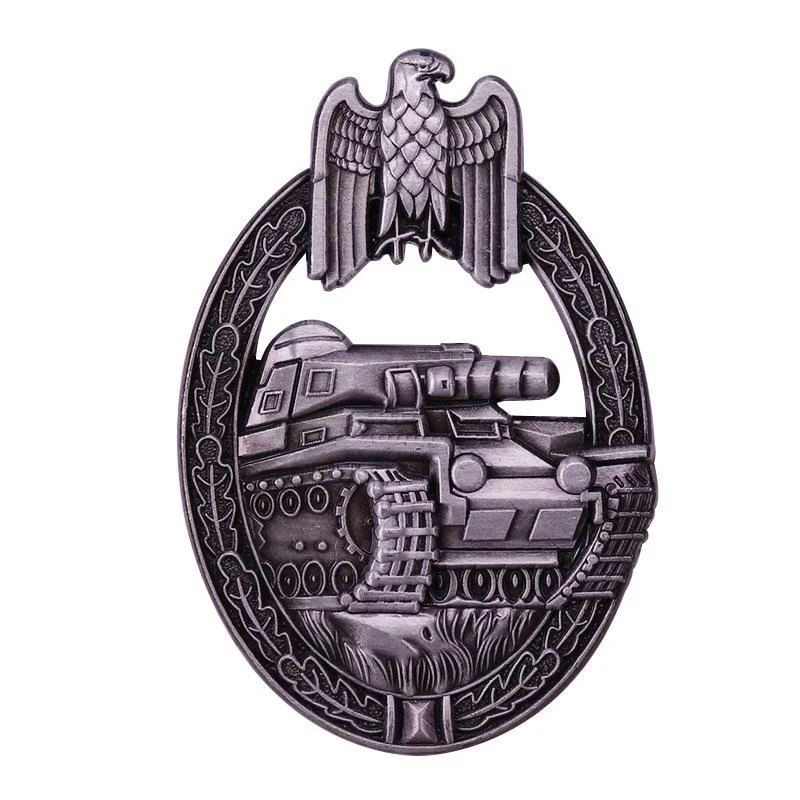 Copy Silver Badge Eagle Tank Enamel Pin GERMAN ARMY MILITARY Medal Collection Movie Props