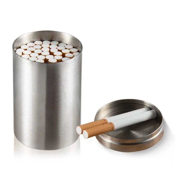 Stainless Steel Cigarette Storage Can Sealed Moisture-proof Large Capacity Cylinder 50 Cigarette Storage Can