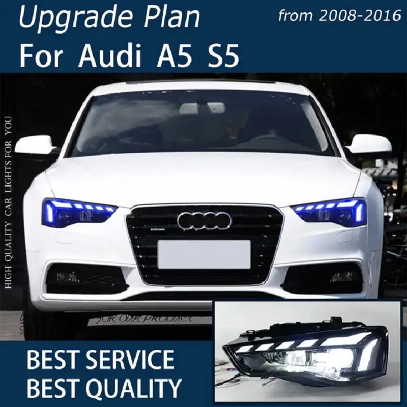 

Автомобильные светодиодные фары в сборе для AUDI A5 S5 A5L 2008-2016, авто противотуманные фары DRL, стоп-сигналы поворота Plug and Play