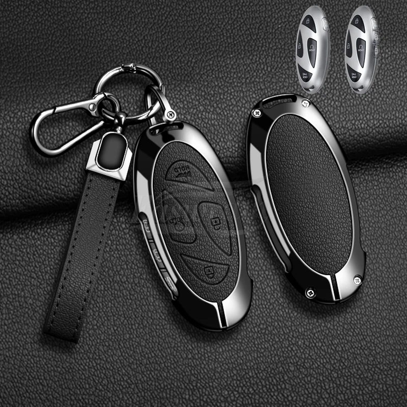 Auto Zink-legierung Leder Schlüssel Fall Abdeckung Halter Ring Für Hyundai Ionic 6 Grandeur GN7 Kona Ev New Grand Prix Remote Key 5/7 Tasten – Detail 4
