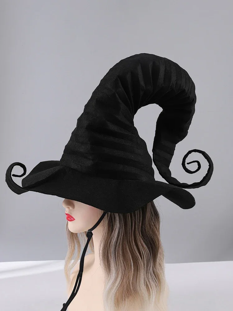 

Halloween Hat Witch Cosplay Prop Demon Decor Ruffle Edge Halloween Role Play Headwear for Carnival Costume Dark Style Black Hat