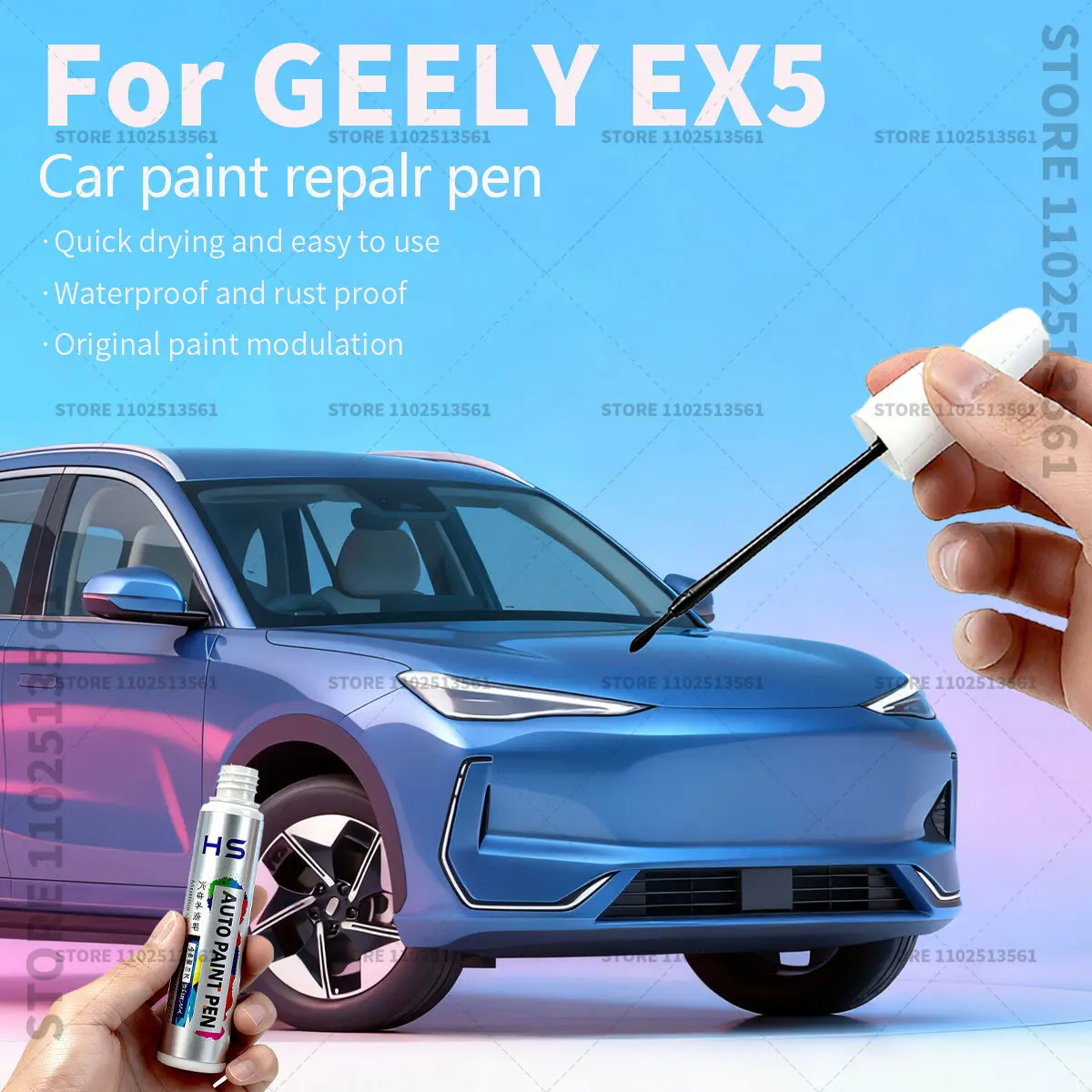 

Car Paint Repair Pen For GEELY EX5 Touch Up Scratch Remover DIY Auto Accessories Gray 308 Silver 305 White 344 Pink 313 Black