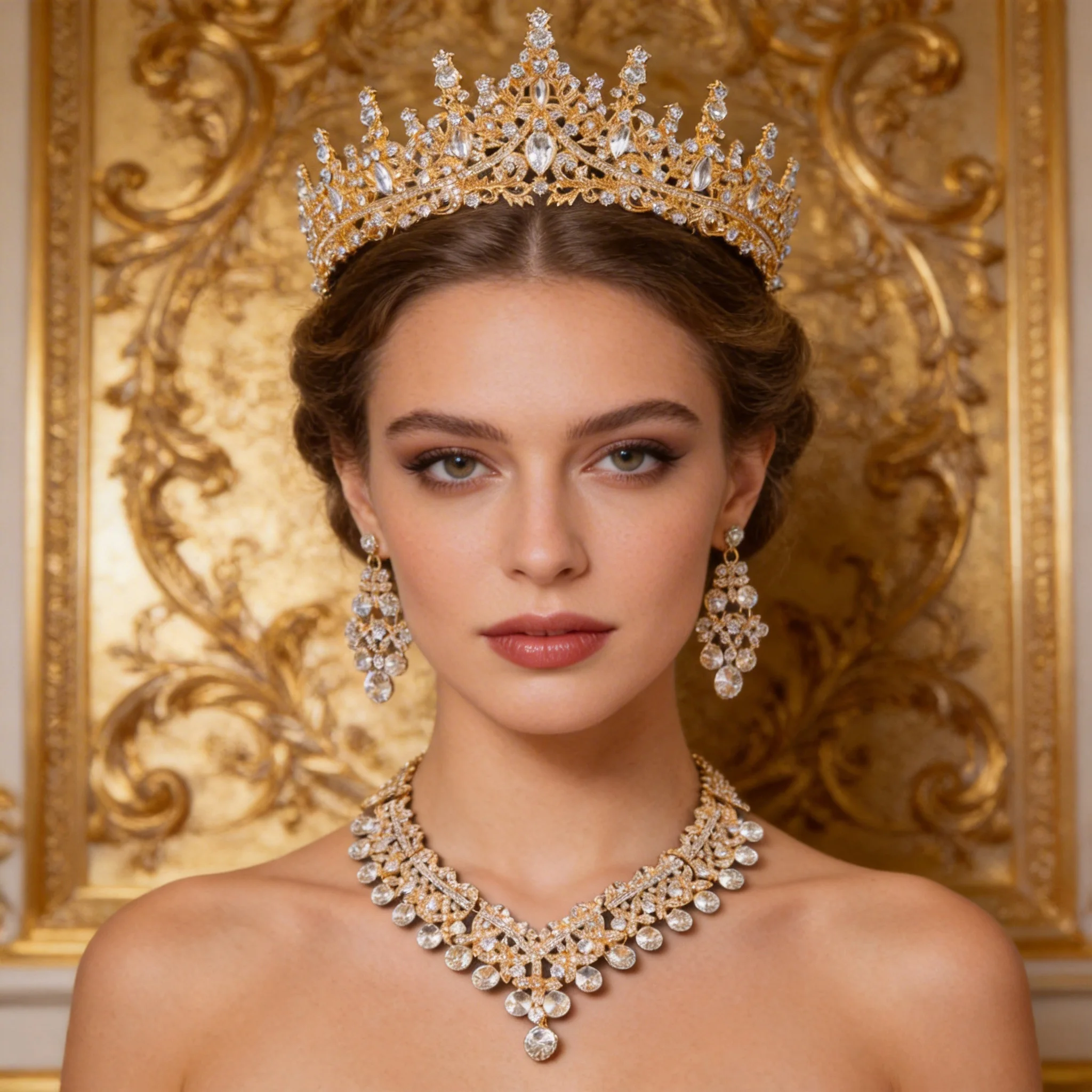 

3-Piece Royal Elegant Rhinestone Crown Headwear Set for Wedding Ball And Party Dresses Accessory