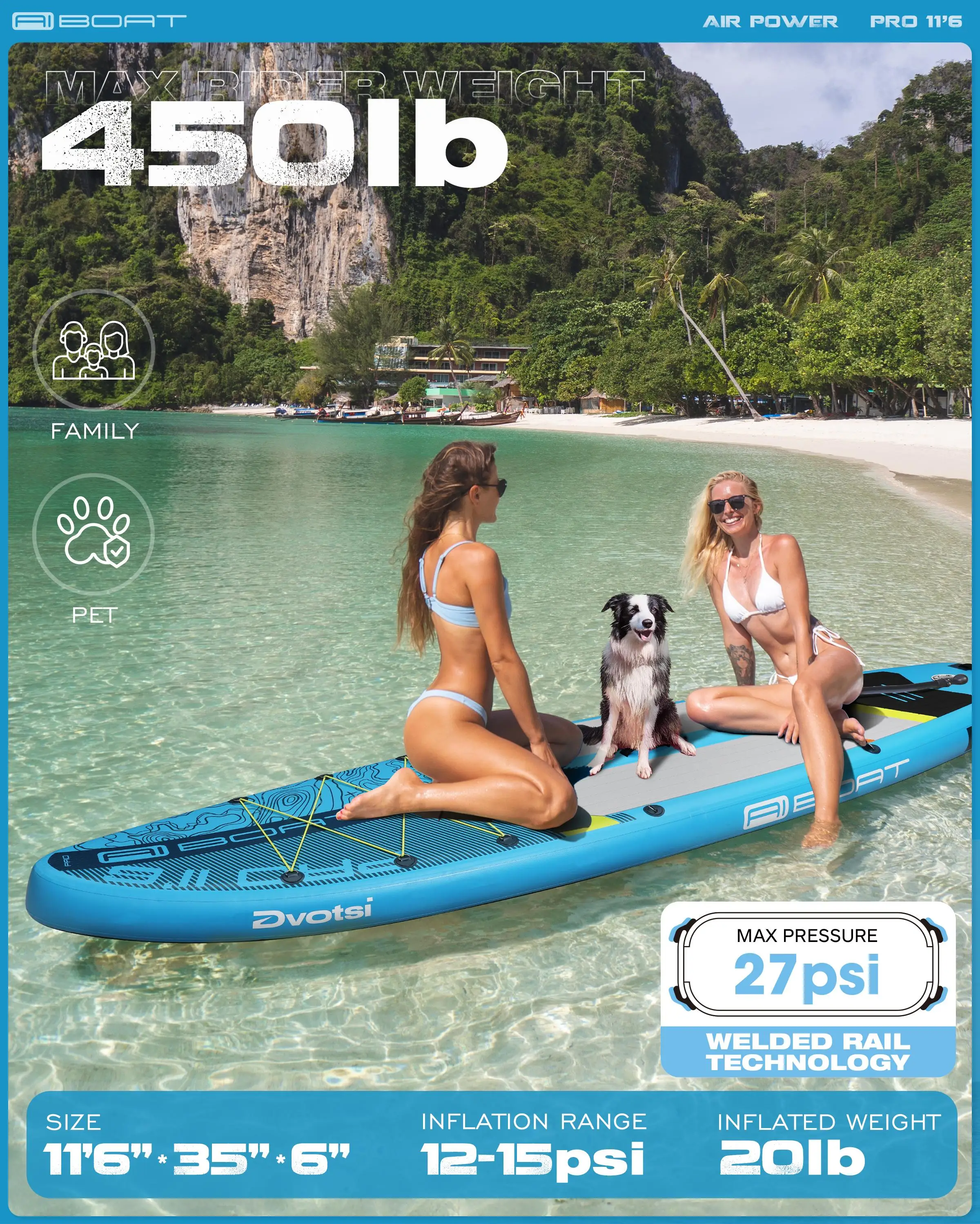 

China Manufacturers Sup Paddle Board OEM Dropshipping 11'6"*35"*6" Inflatable Stand up Paddle Board Surfboard for Surfing