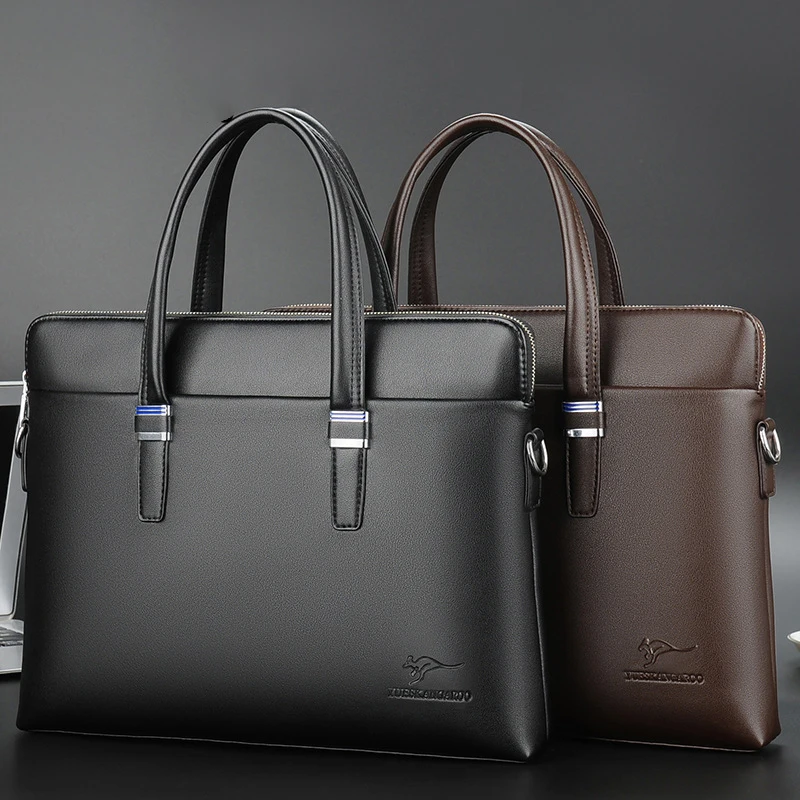 

Men's Briefcase Designer Bag PU Leather High Quality Handbag Laptop 14 A4 Shoulder Business Messenger Work Bag For Documents