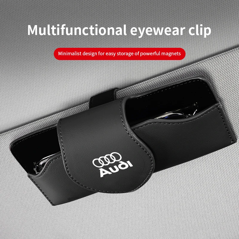 Car Glasses Case Auto Sun Visor Holder Sunglasses Clip For Audi Quattro A3 A4 A6 A5 Q5 A1 Q7 Q3 Q2 Q8 A7 A8 TT S1 SQ5 RSQ3 RSQ8