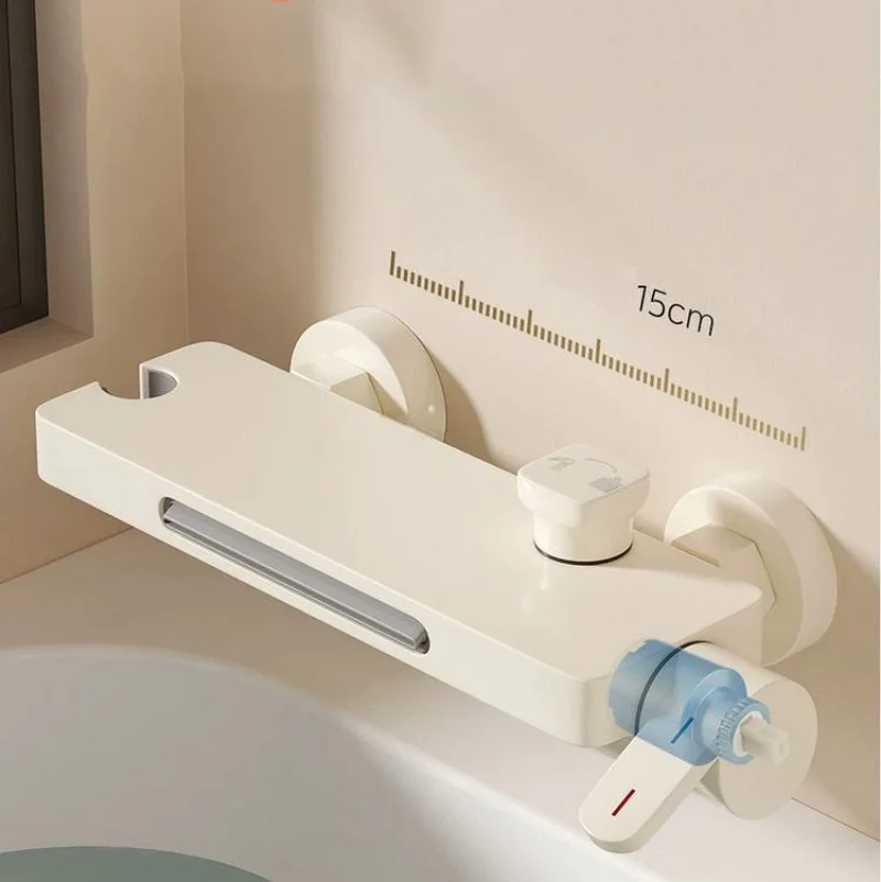 Wall Mounted Bathtub Faucet Handheld Shower Head Bathroom Tub Filler Waterfall Spout Hot and Cold Mixer Tap Creamy White/Grey
