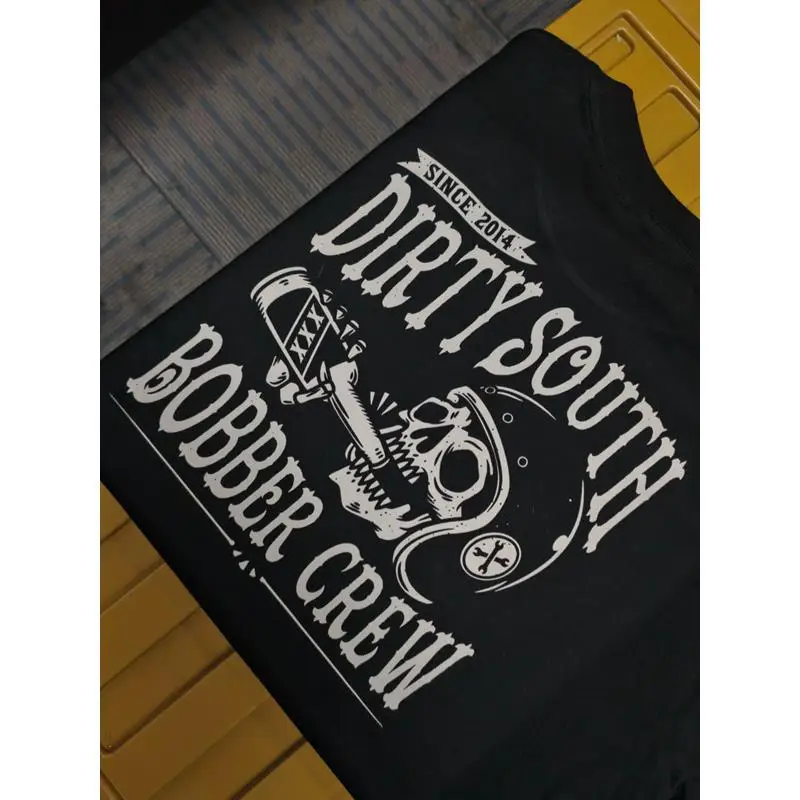 

Alcoholic Harley Triumph Locomotive Tough Guy American Retro Cotton Printed Short Sleeve Men's and Women's High Street T-Shirt