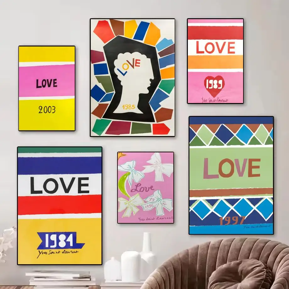 Yves Saint Laurent-Amour Peinture De Luxe Calligraphie HD Toile Affiche salon chambre bar décoration esthétique