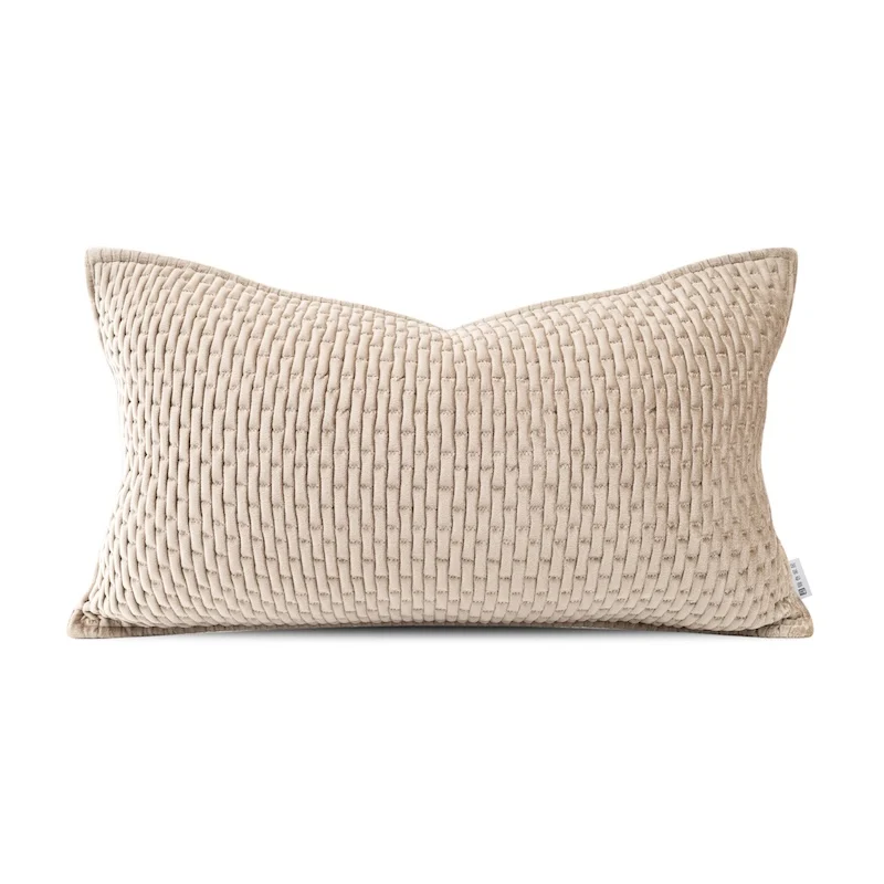Ivory Bamboo Texture Pillows Simple Geometric Cushion Case Modern Square Decorative Pillow Cover For Sofa Chair Home Decorations