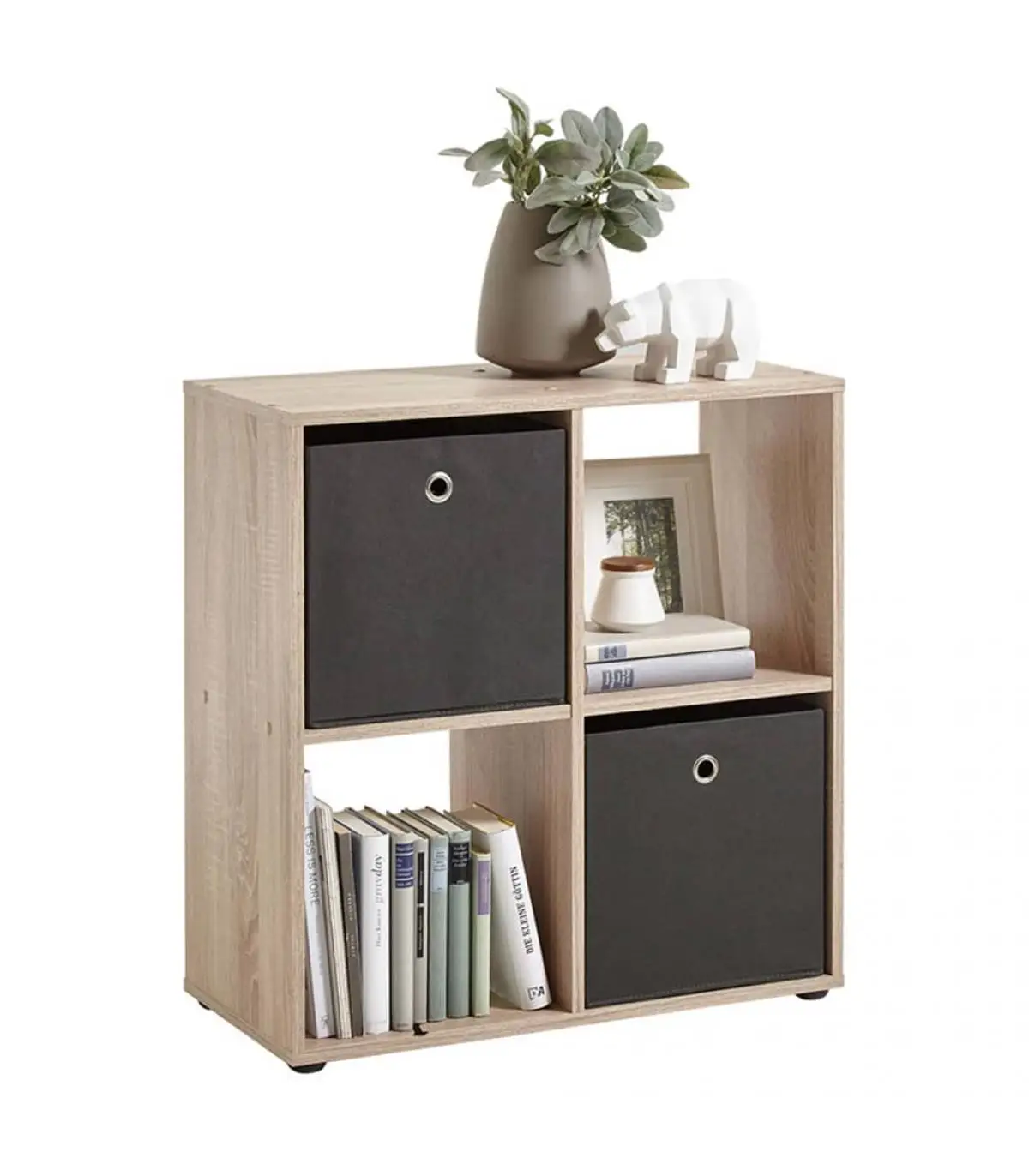 FMD bookcases and shelving shelf with 4 compartments oak color