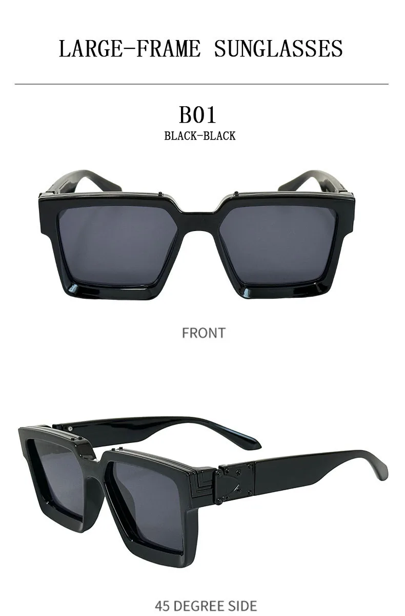 Millionär Quadratische Sonnenbrille Für Männer Retro Sonnenschutz Sonnenbrille Frauen Trendy Und Modische Vintage Mode Gläser Zonnebril – Detail 22