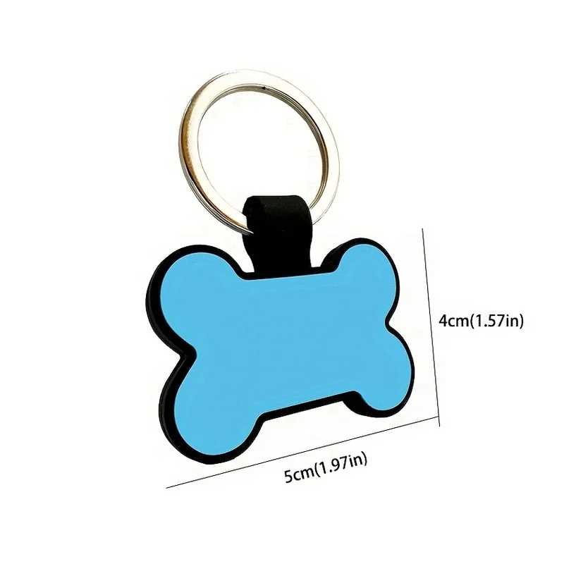 Bone-shaped silicone dog tag, double-sided custom engraved with name and phone number, heart-shaped cat ID tag included