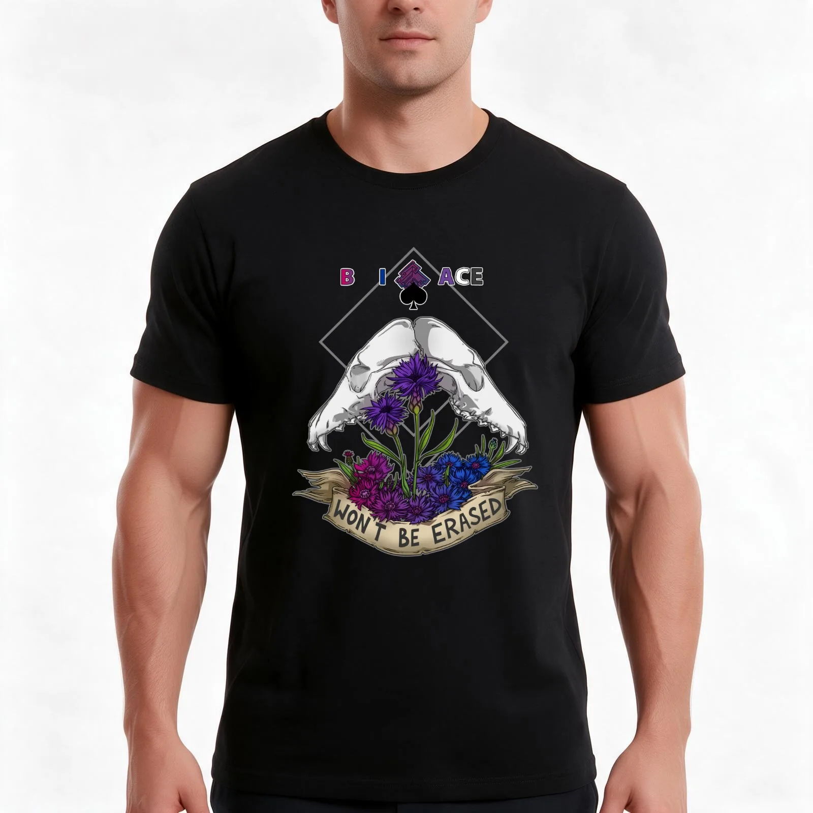 Bi+Ace - Won't Be Erased T-Shirt, Summer Casual Cotton Tee, Oversized Streetwear Tops, Vintage Graphic Print, Unisex Men Women