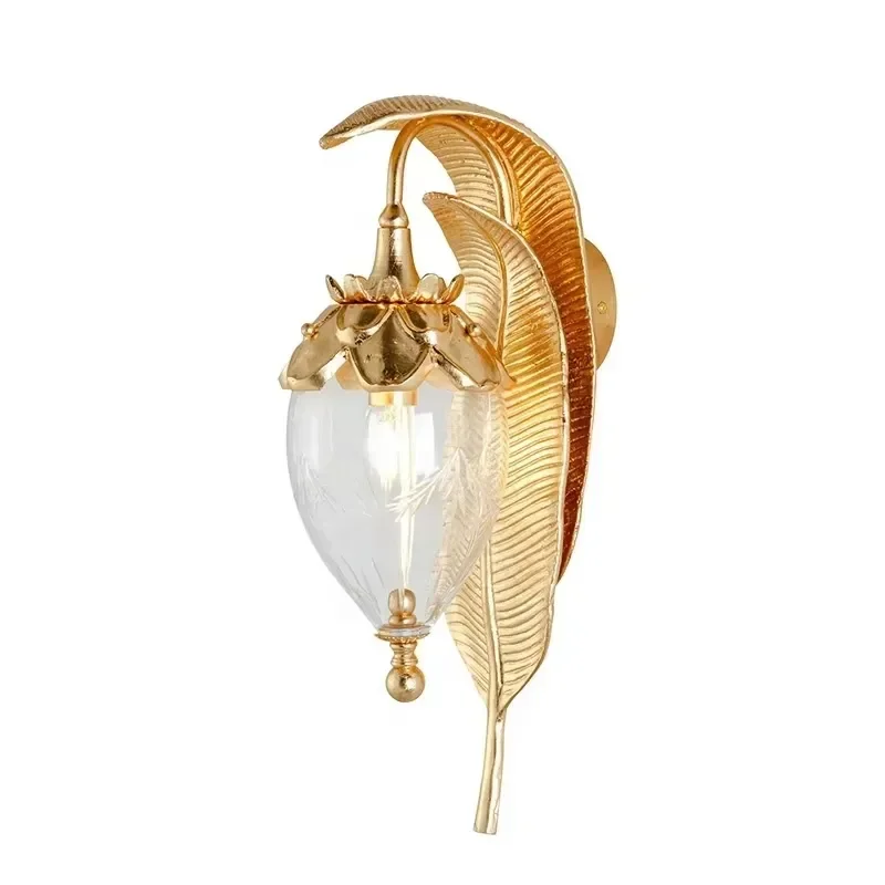 Leaves Wall Lamp Indoor Wall Sconce Gold Hot Sale LED Bronze Clear Glass E14 Wall Light Sconce Matt Black and Warm