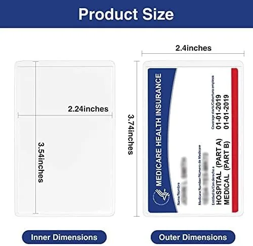 10 Pack 12Mil Clear PVC Medicare Card Holder Protector Sleeves Soft Waterproof Heavy Duty for New Medicare Credit Business Cards