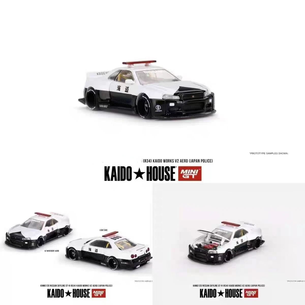 KaidoHouse X MINIGT 1:64 GTR R34 Seaway Nippon Police Alloy model 120#