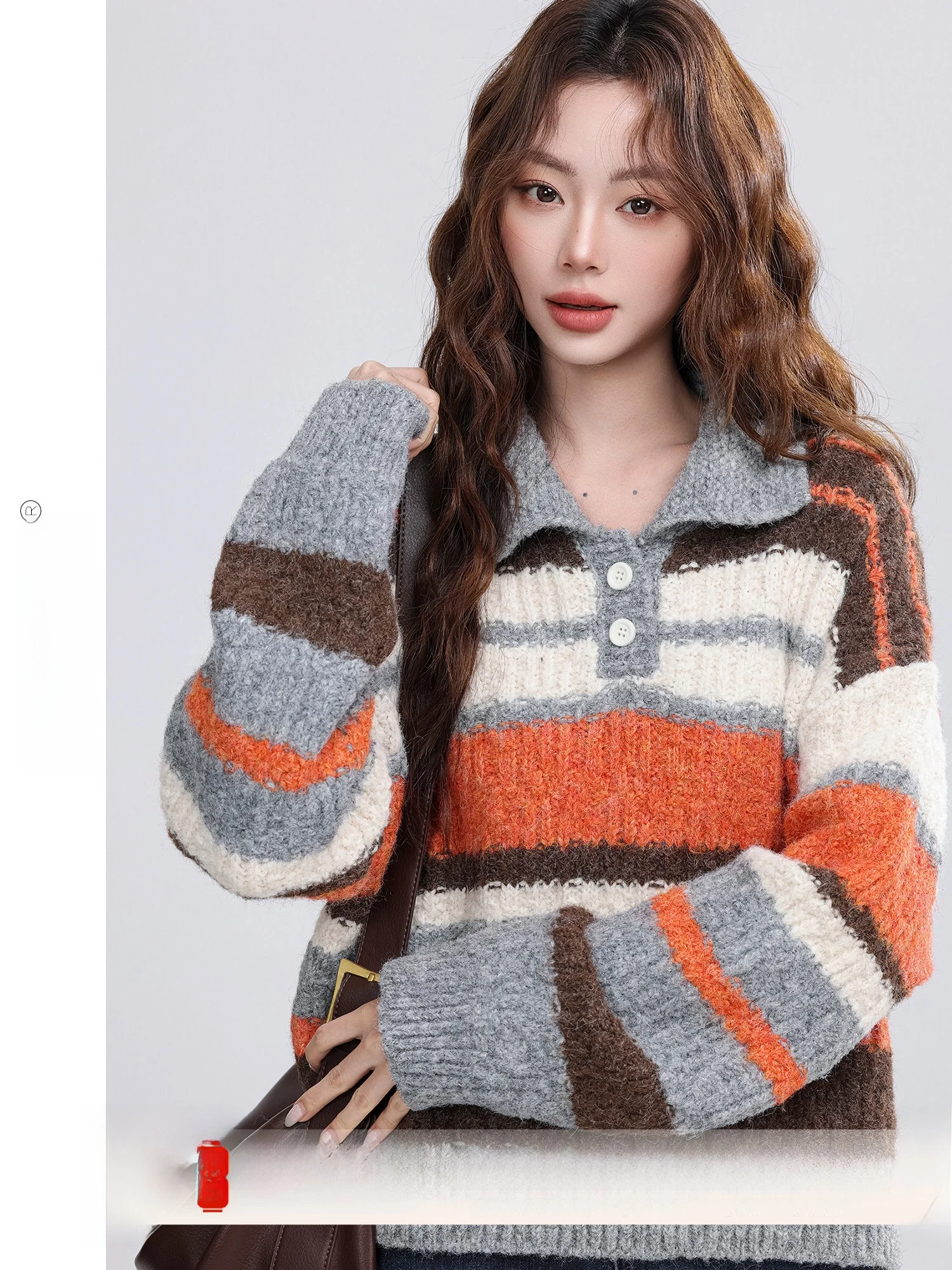 

Ретро-свитер в стиле кэжуал для женщин, новый зимний вязаный топ в полоску, удобный свободный крой, модный