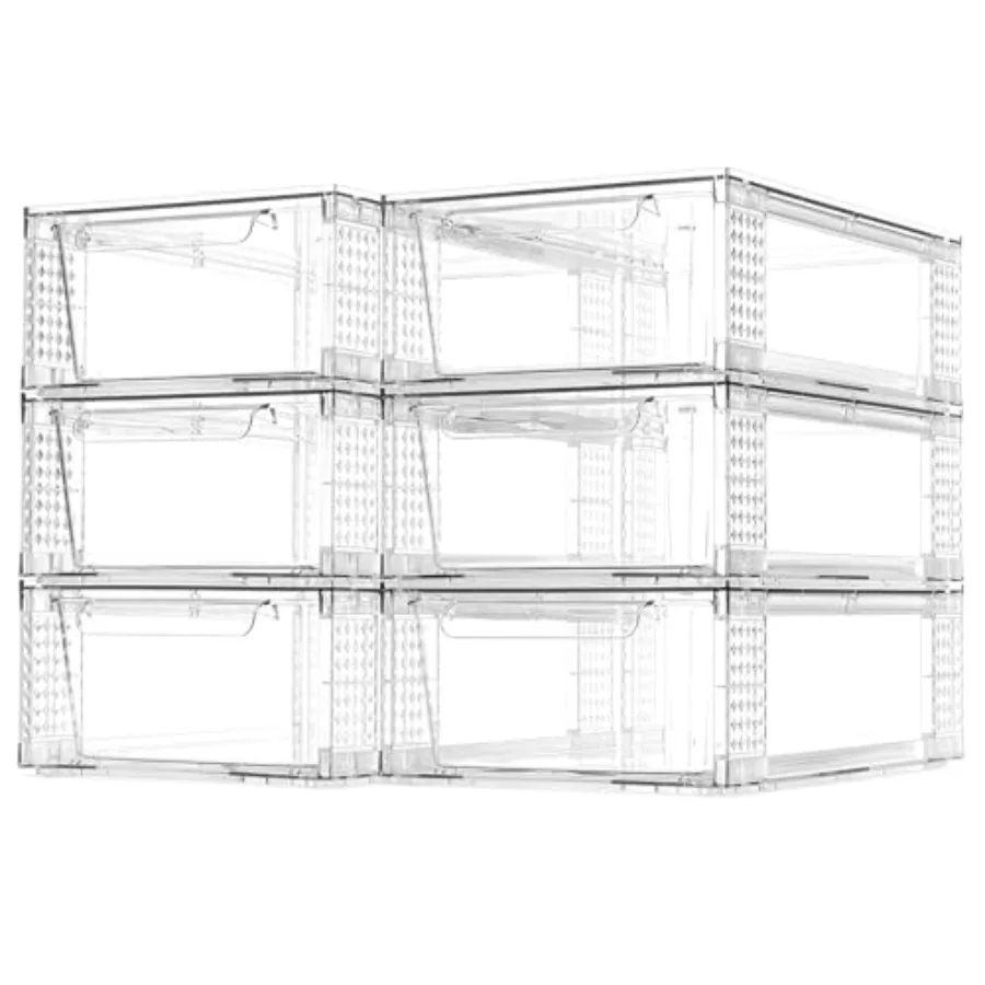 

Clear Stackable Storage Drawers, 3.95" H Easily Assemble Acrylic Organizer Bins - Multi-Use for Make up, Closet, Pantry, Bathro