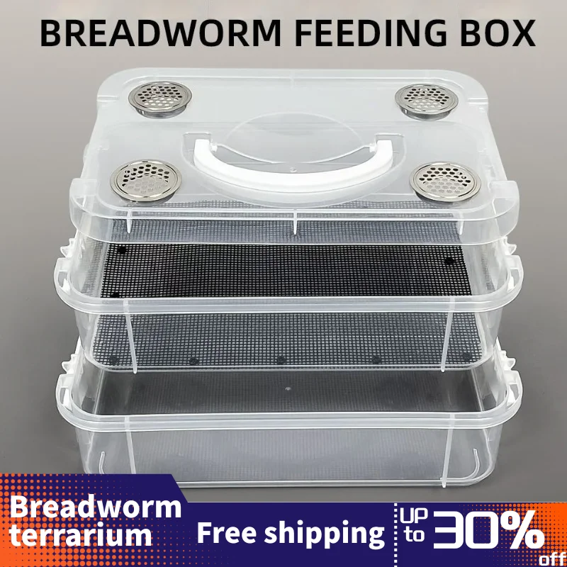 Caja de Almacenamiento de Alimentos Vivos para Lagartos y Camaleones, Ideal para Mantener Gusanos de la Harina, Grillos, Dubias, Cucarachas y Súper Gusanos